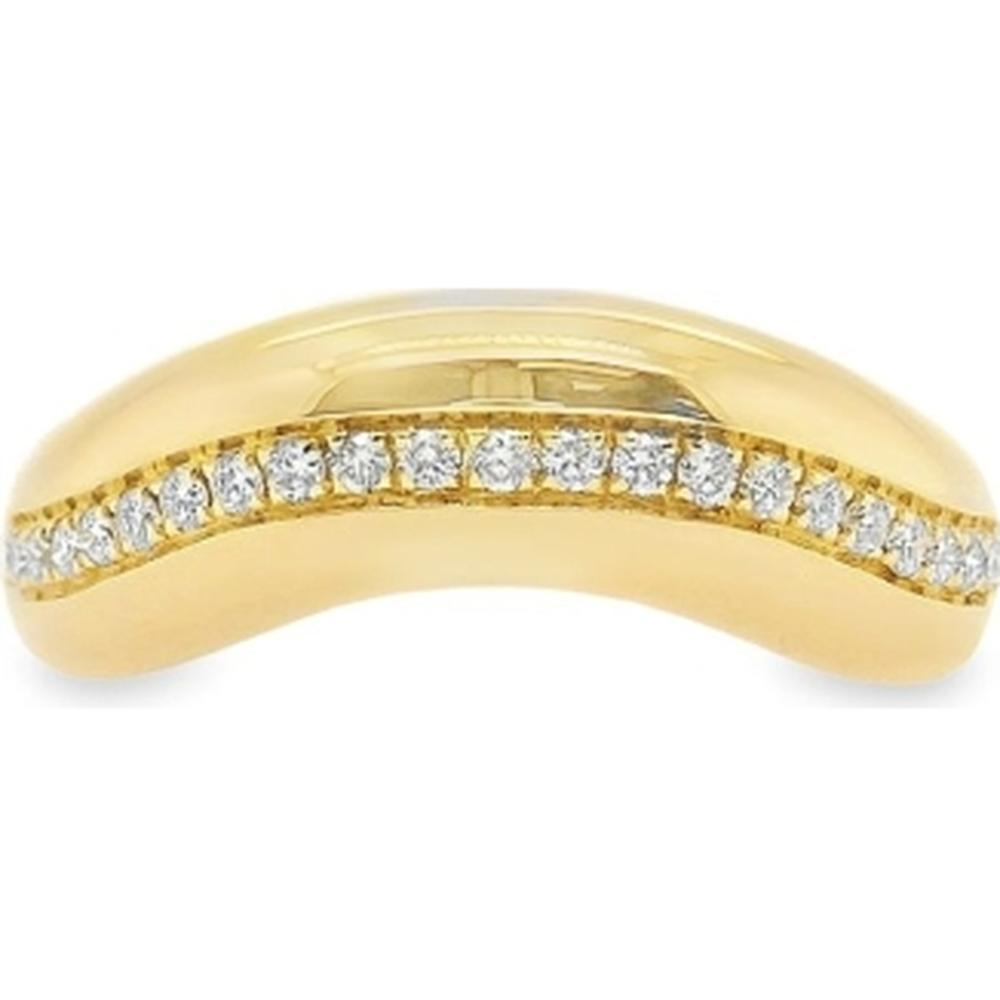 18K Yellow Gold Curved Band Ring with Round Diamonds by Afarin