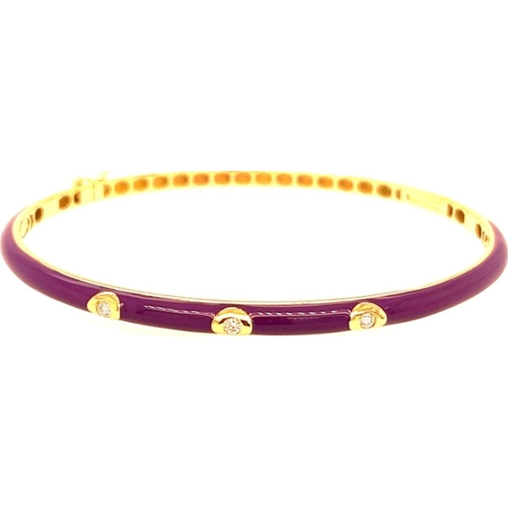18K Yellow Gold Diamond Accent Enamel Bangle Bracelet by Afarin