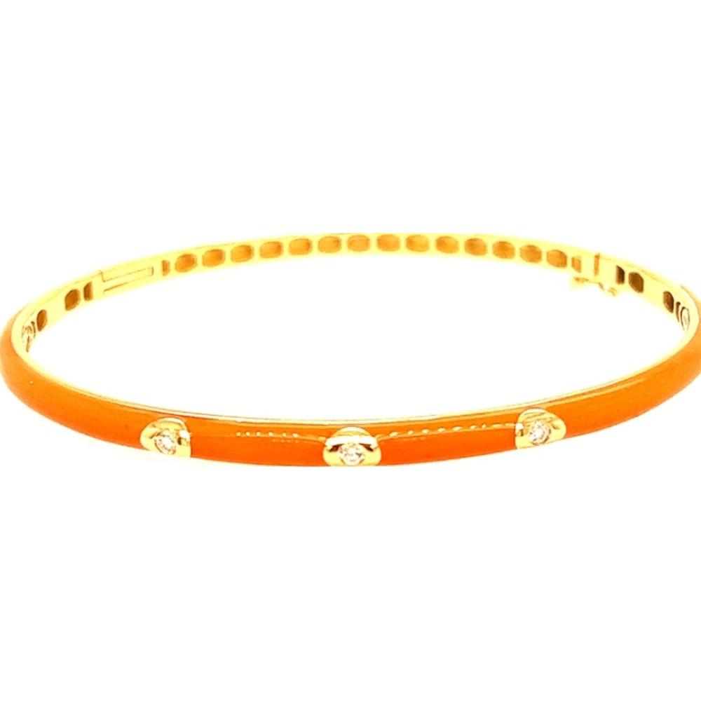 18K Yellow Gold Diamond and Enamel Bangle Bracelet by Afarin