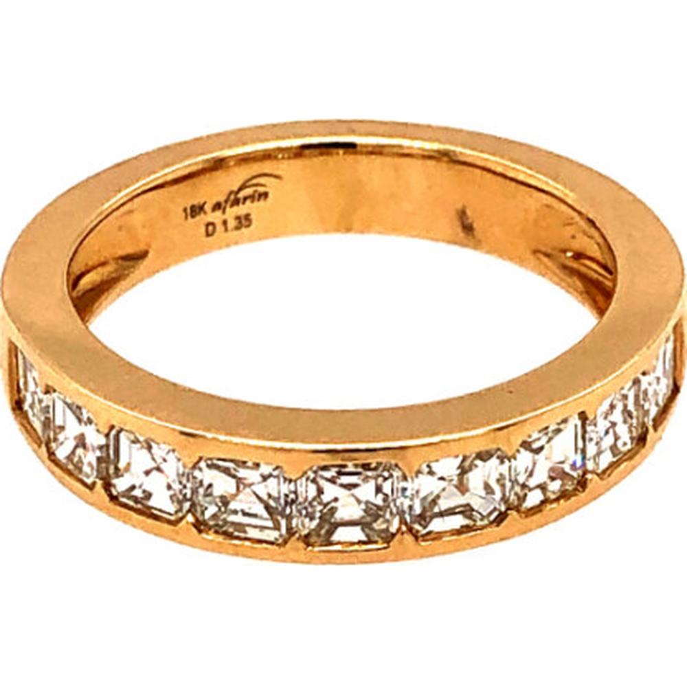 18K Yellow Gold Diamond Band Ring with Channel-Set Square Diamonds by Afarin