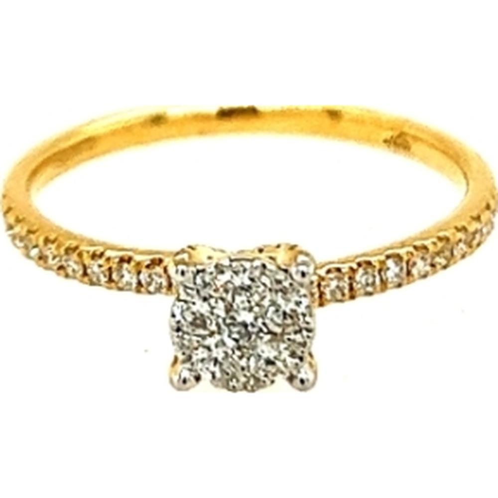 18K Yellow Gold Diamond Band Ring with Cluster-Set Round Diamonds by Afarin