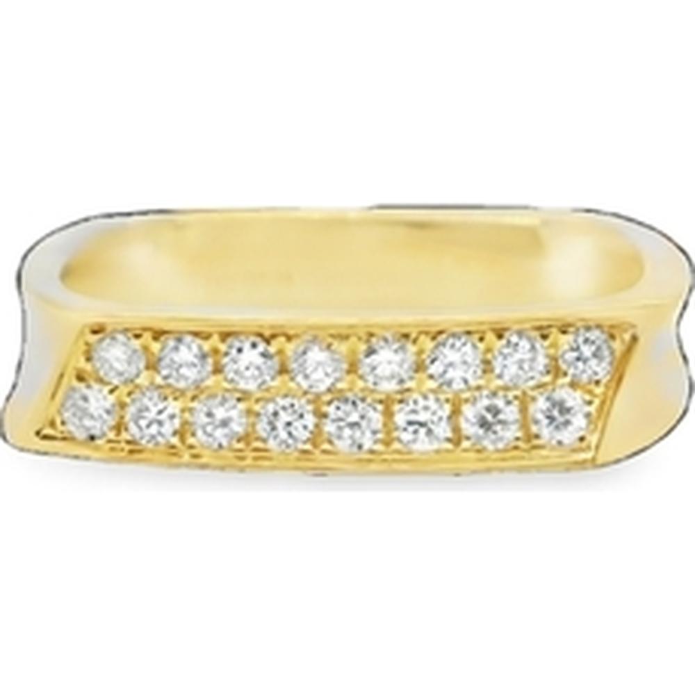 18K Yellow Gold Diamond Band Ring with Double Row Round Diamonds by Afarin