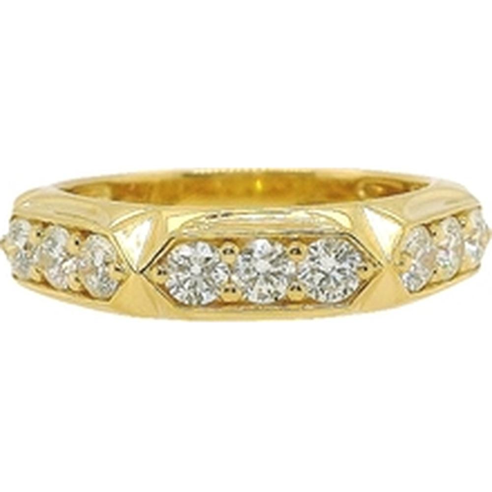 18K Yellow Gold Diamond Band Ring with Geometric Multi-Section Diamond Design by Afarin