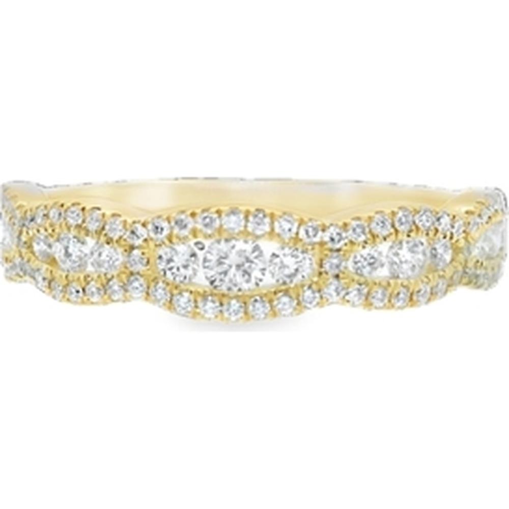 18K Yellow Gold Diamond Band Ring with Marquise-Inspired Diamond Halo Motifs by Afarin