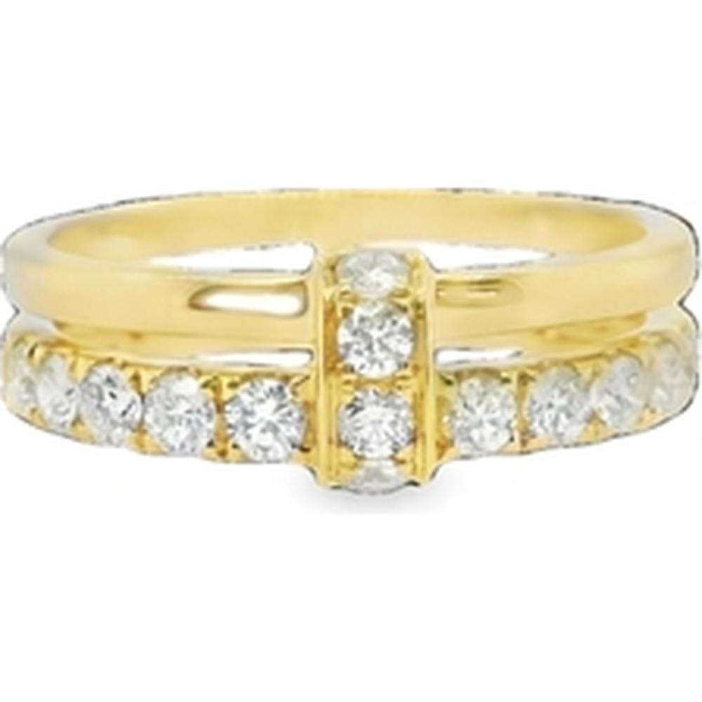 18K Yellow Gold Diamond Band Ring with Open Center Design by Afarin
