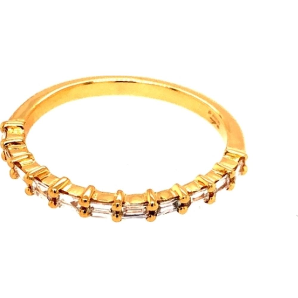 18K Yellow Gold Diamond Band Ring with Prong-Set Baguette-Style Diamonds by Afarin
