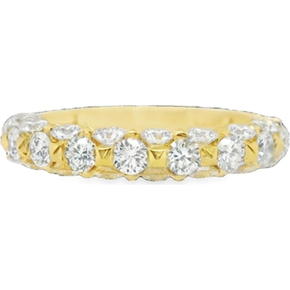 18K Yellow Gold Diamond Band Ring with Round Diamonds by Afarin