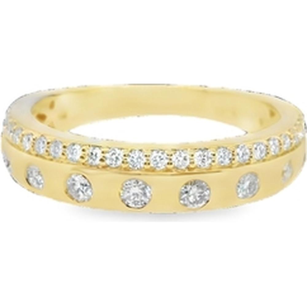 18K Yellow Gold Diamond Band Ring with Round Diamonds by Afarin