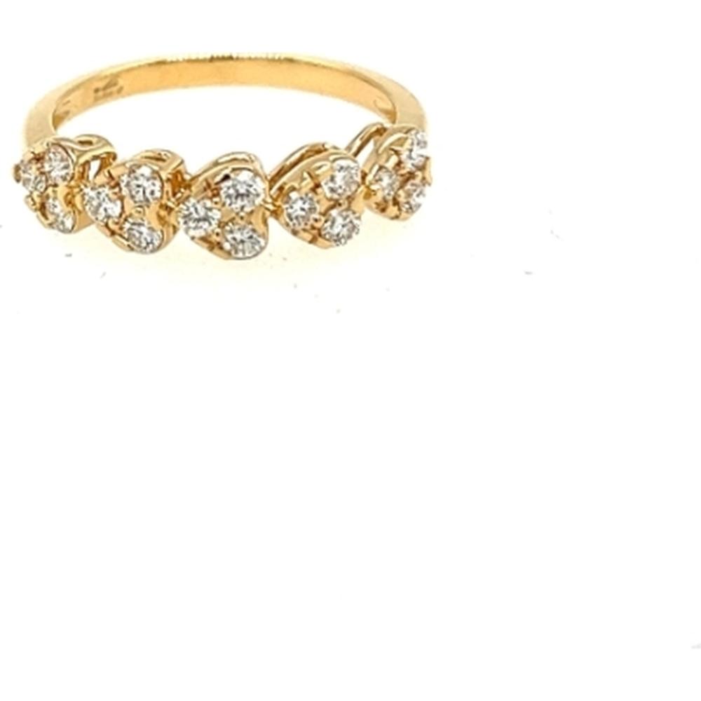 18K Yellow Gold Diamond Band Ring with Scalloped Round Diamond Design by Afarin