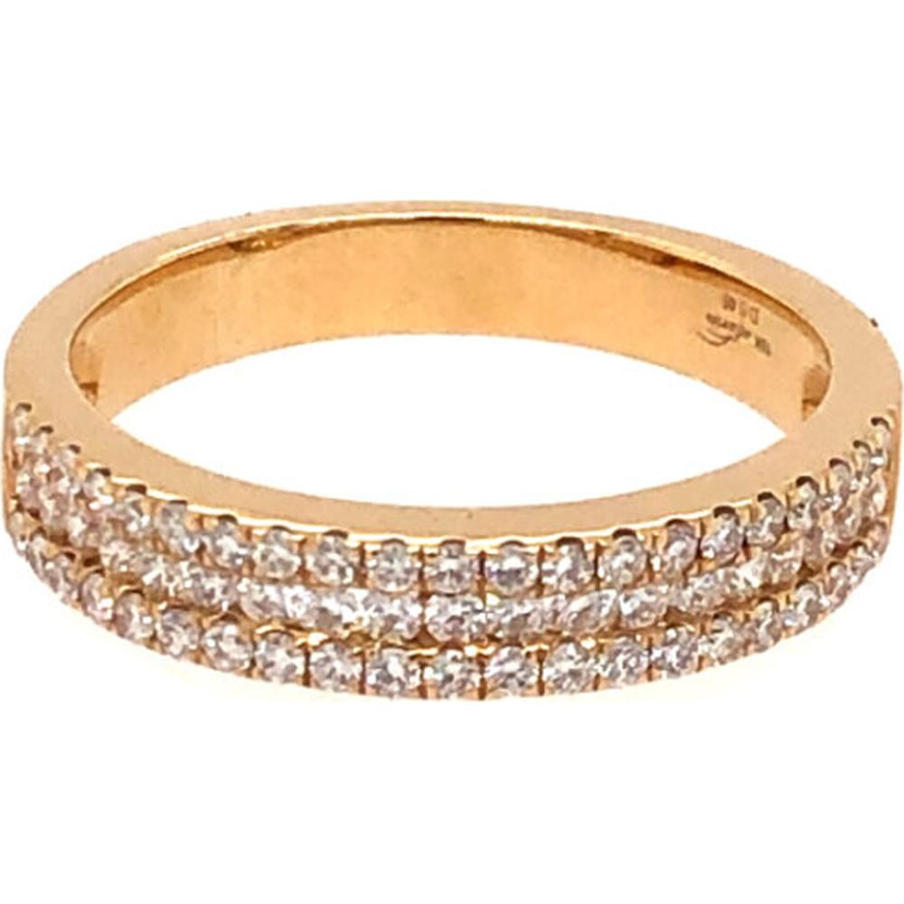 18K Yellow Gold Diamond Band Ring with Triple Row Round Diamonds by Afarin