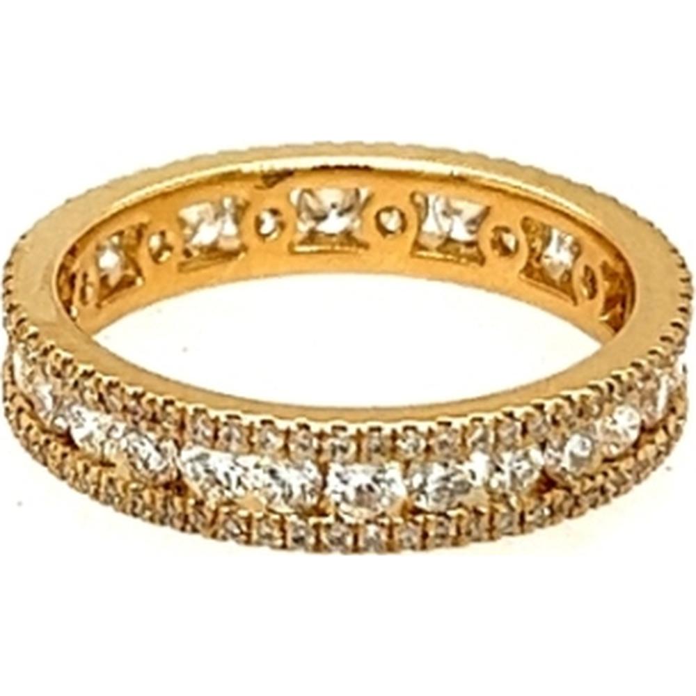18K Yellow Gold Diamond Band with Milgrain Detail by Afarin