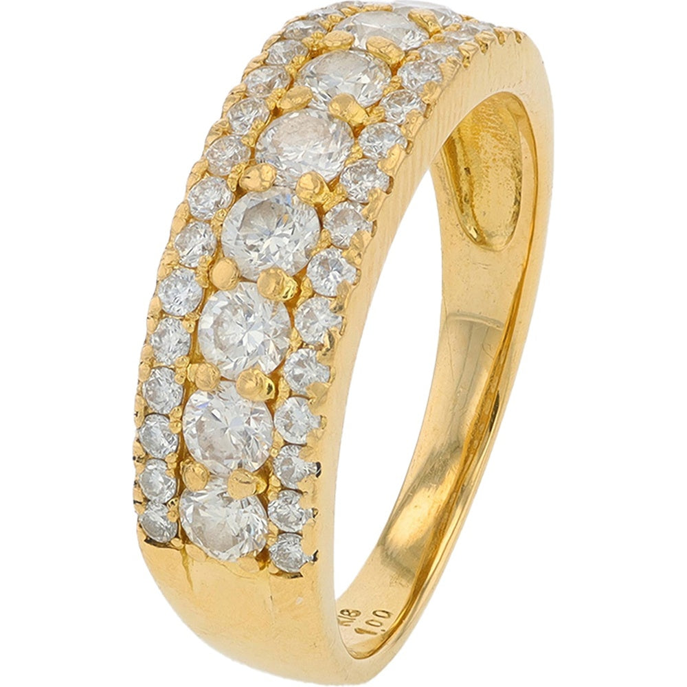 18K Yellow Gold Diamond Band with Pavé-Set Round Brilliant Diamonds - 1.00 Carat Total Diamond Weight