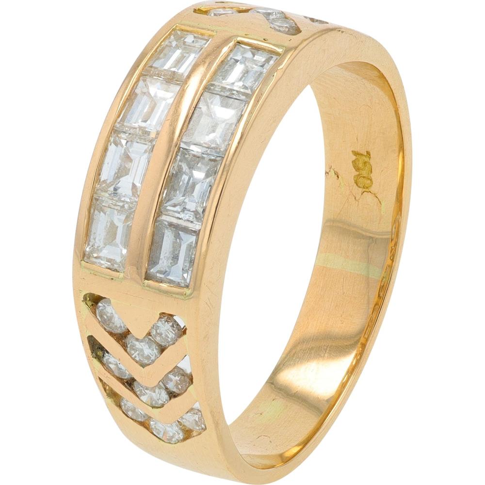 18K Yellow Gold Diamond Band with Square - Cut Diamonds - 1.10 Carat Total Diamond Weight