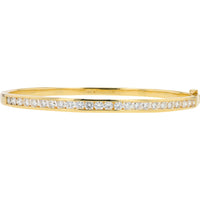 18K Yellow Gold Diamond Bangle Bracelet with Channel Set Round Diamonds - 1.83 Carat Total Diamond Weight