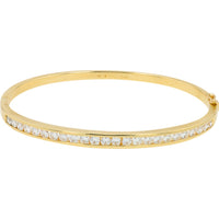 18K Yellow Gold Diamond Bangle Bracelet with Channel Set Round Diamonds - 1.83 Carat Total Diamond Weight