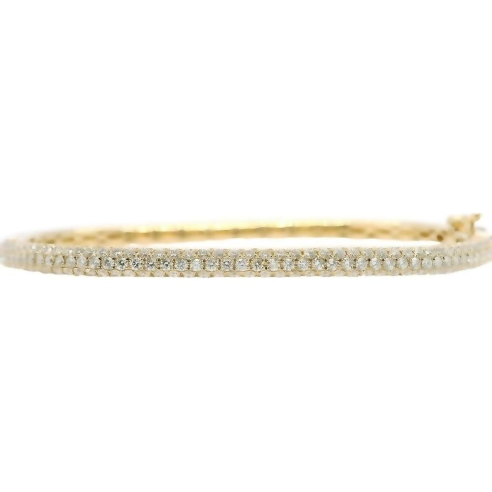 18K Yellow Gold Diamond Bangle Bracelet with Prong-Set Round Diamonds by Afarin