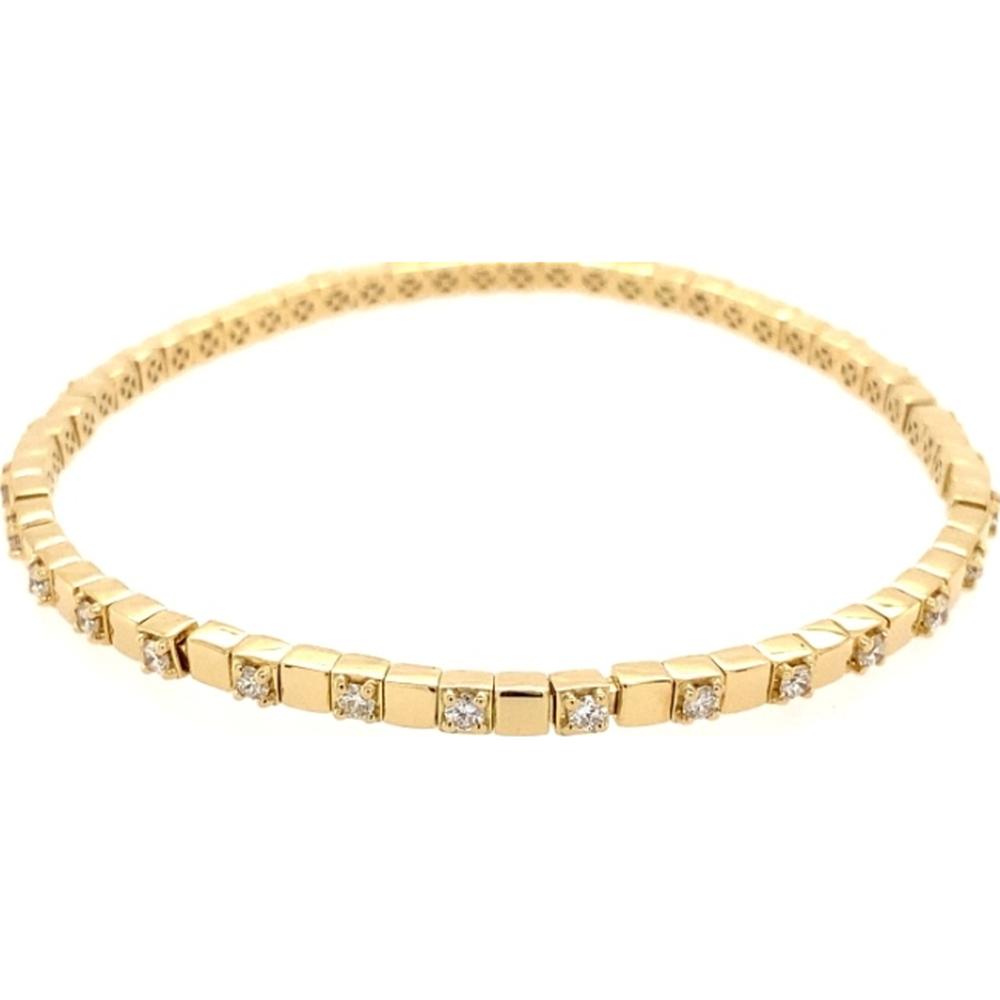 18K Yellow Gold Diamond Bangle Bracelet with Round Diamond Accents by Afarin