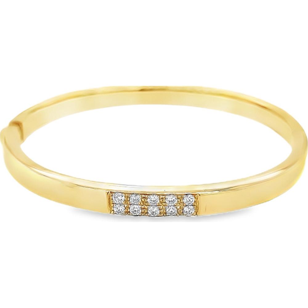 18K Yellow Gold Diamond Bangle Bracelet with Round Diamonds by Afarin