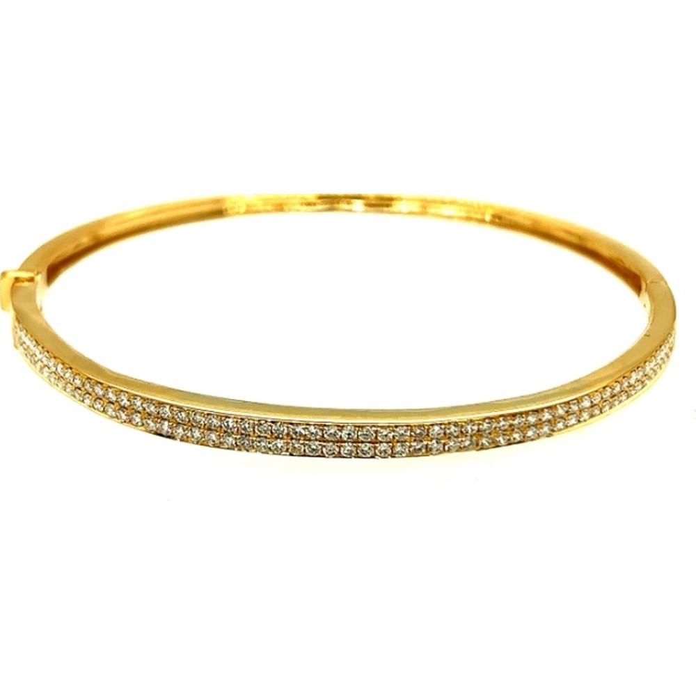 18K Yellow Gold Diamond Bangle Bracelet with Round Diamonds by Afarin