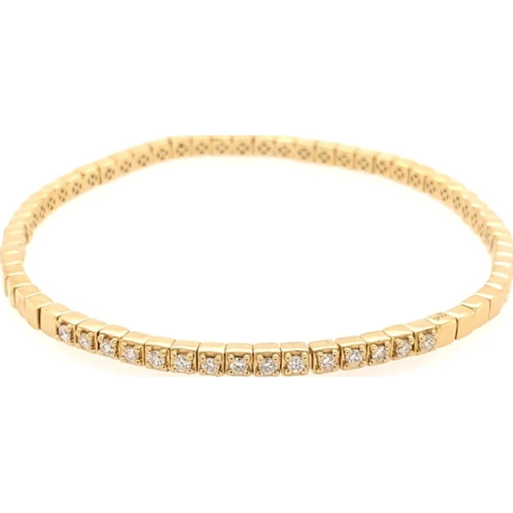 18K Yellow Gold Diamond Bangle Bracelet with Round Diamonds by Afarin