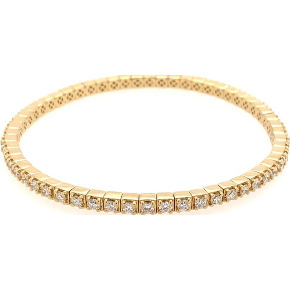 18K Yellow Gold Diamond Bangle Bracelet with Round Diamonds by Afarin
