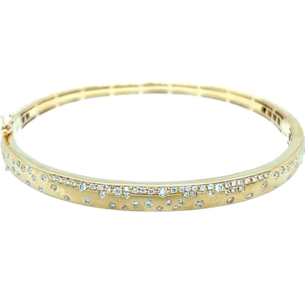 18K Yellow Gold Diamond Bangle Bracelet with Scattered Round Diamonds by Afarin