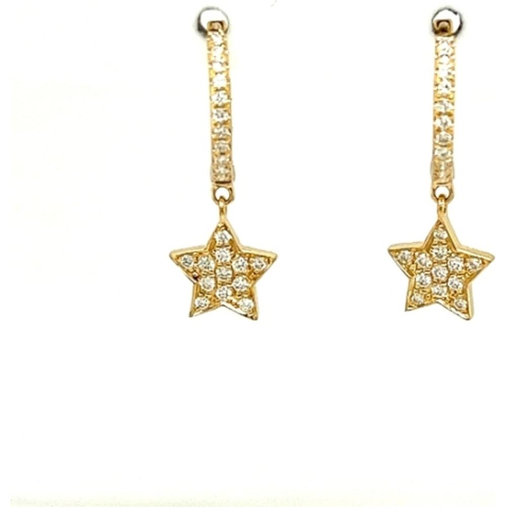 18K Yellow Gold Diamond Bar and Star Drop Earrings by Afarin