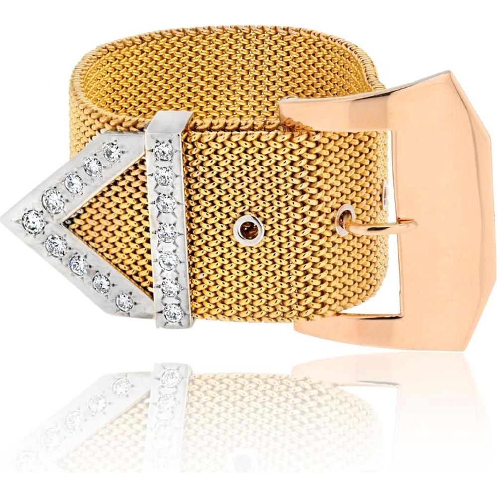 18K Yellow Gold Diamond Belt Buckle Bracelet with 1.80 Carat Diamonds - Roberto Coin