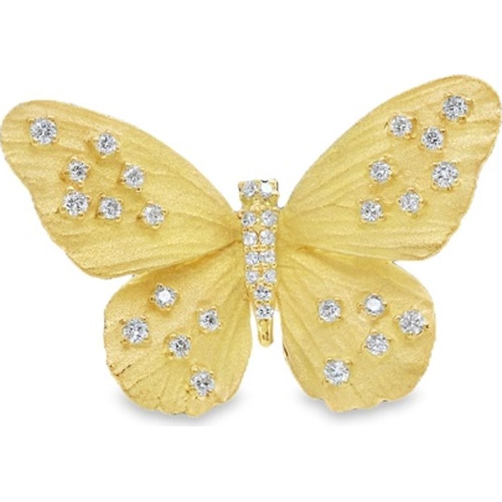 18K Yellow Gold Diamond Butterfly Motif Necklace by Afarin