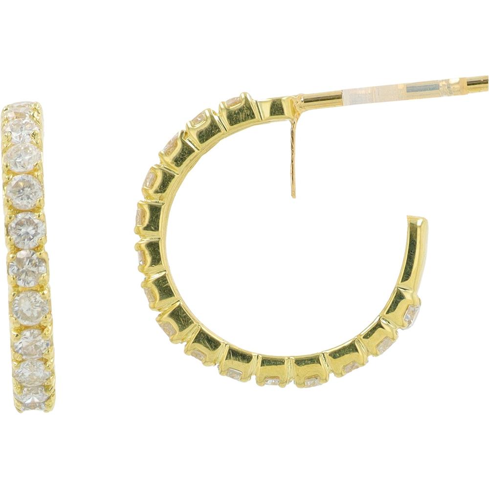 18K Yellow Gold Diamond C Hoops - 1.00 Carat Total Diamond Weight