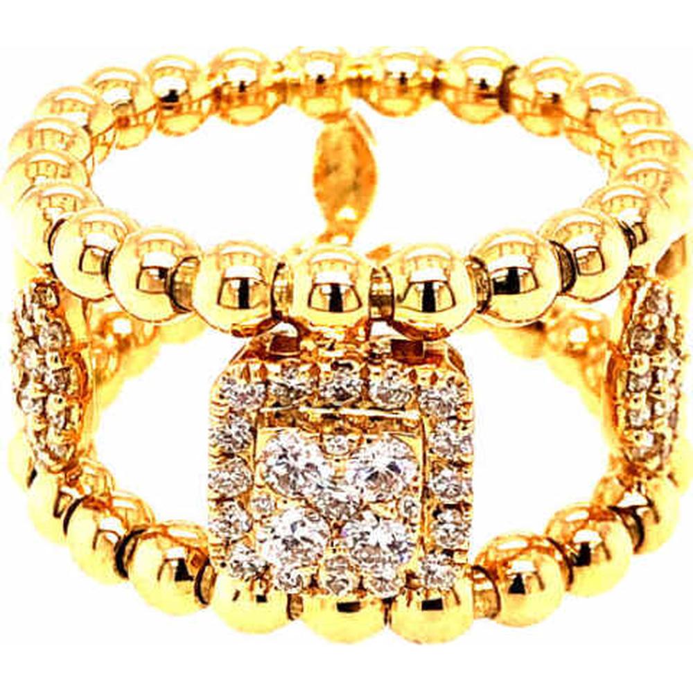 18K Yellow Gold Diamond Cluster Halo Beaded Statement Ring by Afarin
