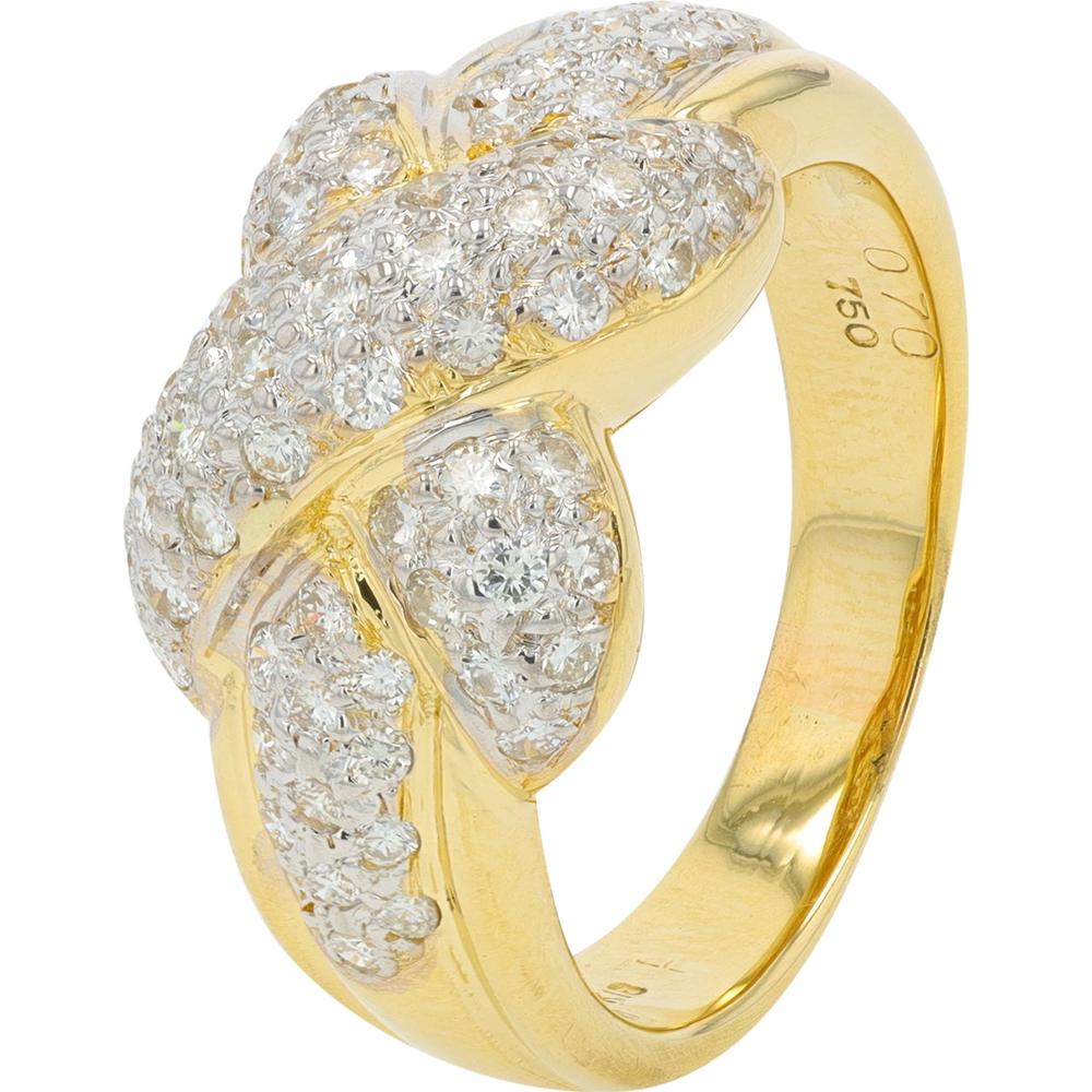 18K Yellow Gold Diamond Cluster Ring - 0.70 Carat Total Diamond Weight