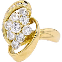18K Yellow Gold Diamond Cluster Ring - 1.31 Carat Total Diamond Weight