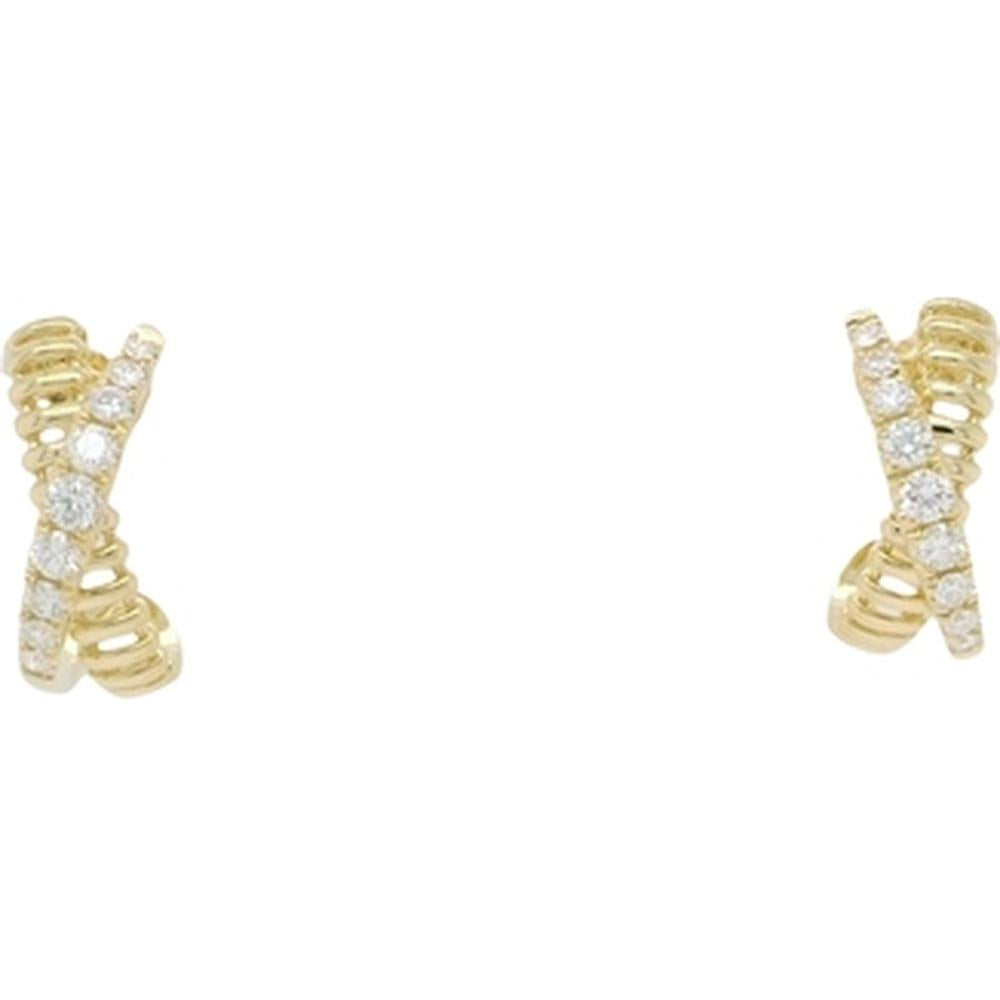 18K Yellow Gold Diamond Crisscross Stud Earrings by Afarin