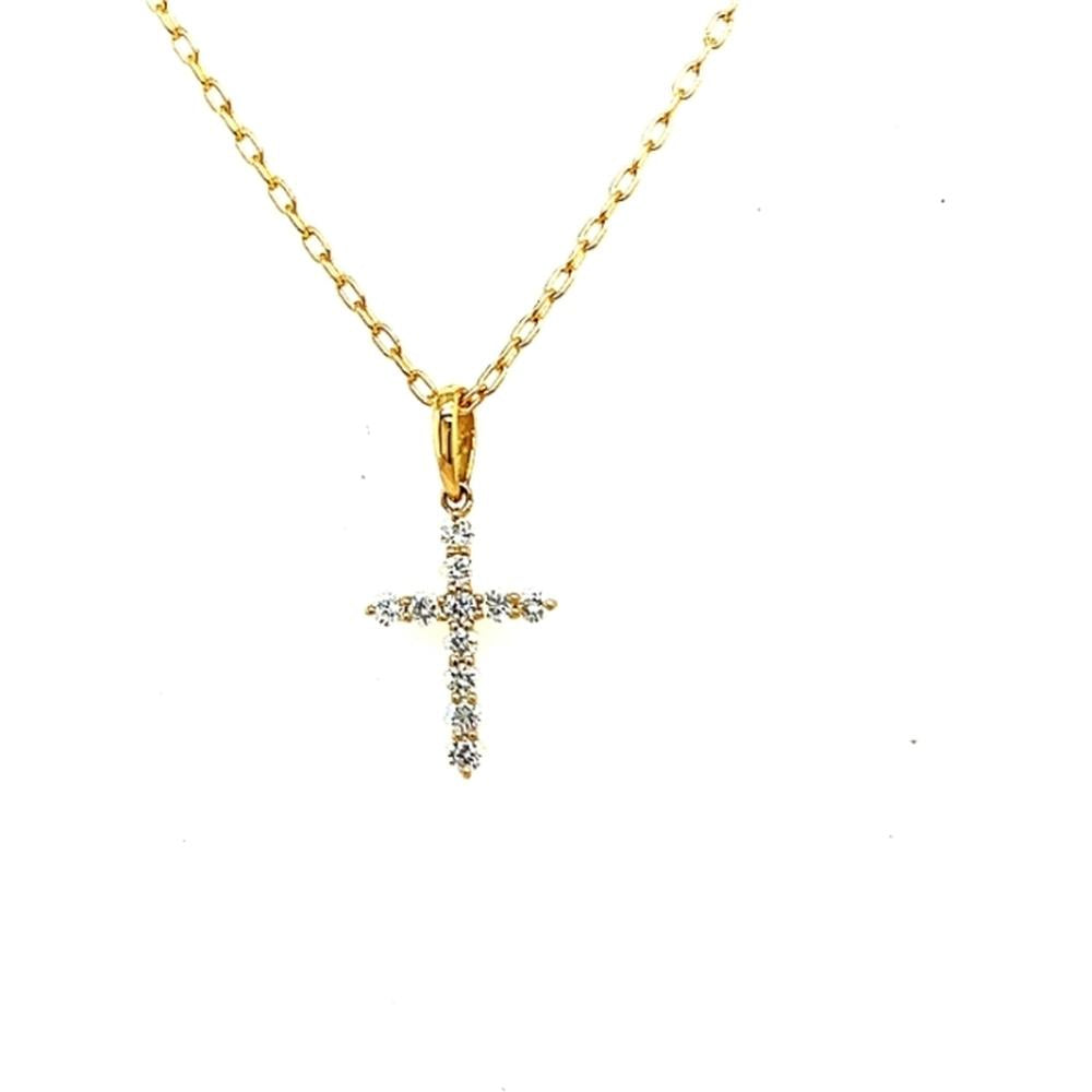 18K Yellow Gold Diamond Cross Pendant Necklace by Afarin
