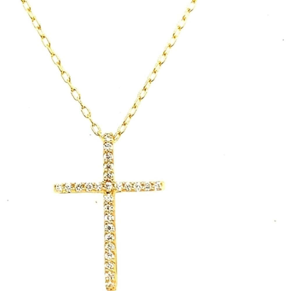 18K Yellow Gold Diamond Cross Pendant Necklace by Afarin