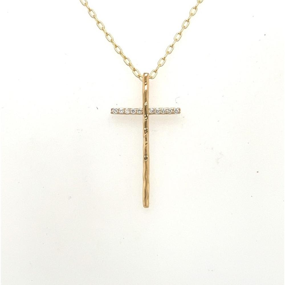 18K Yellow Gold Diamond Cross Pendant Necklace by Afarin