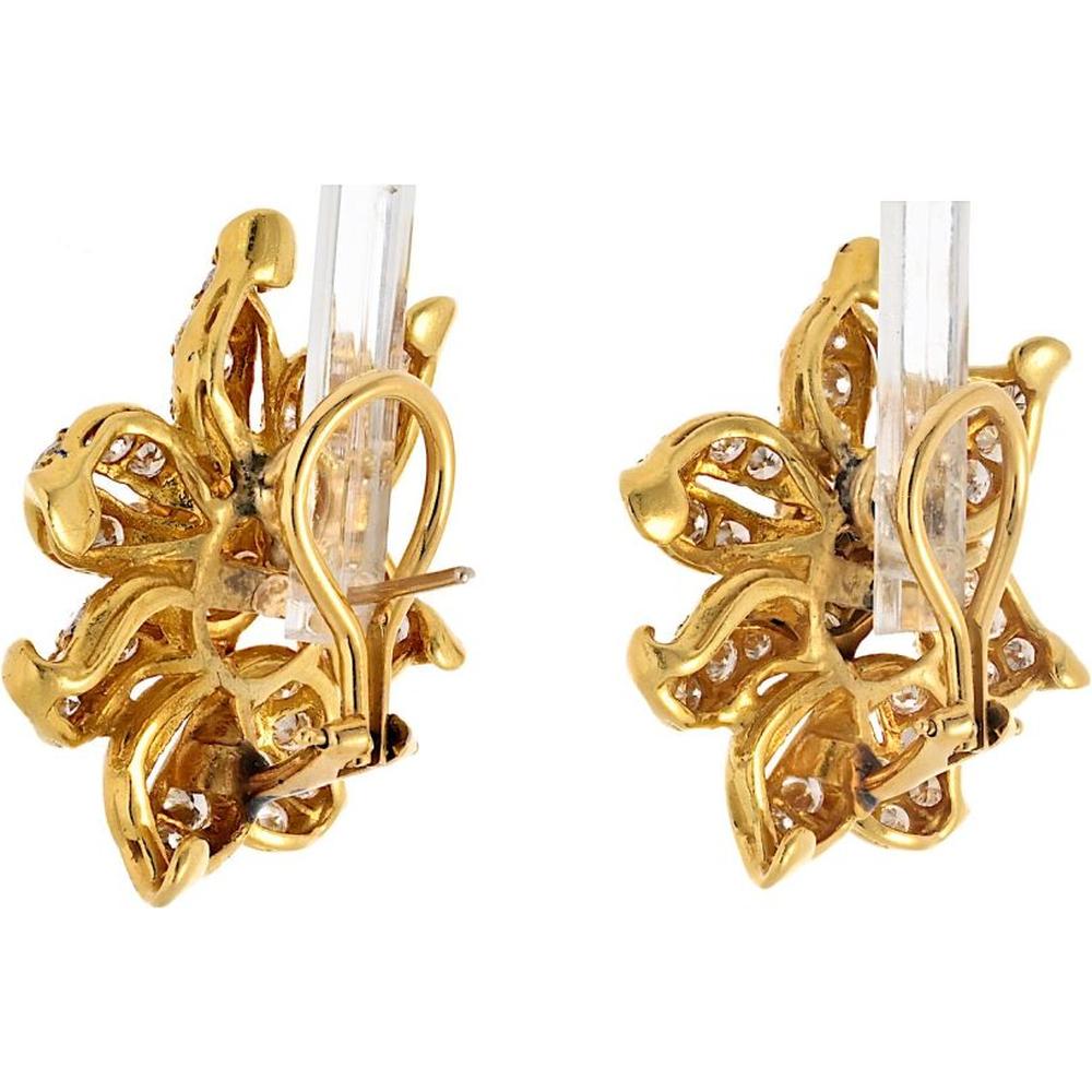 18K Yellow Gold Diamond Flower Stud Earrings by Kieselstein Cord - 7.00 Carats Total Diamond Weight