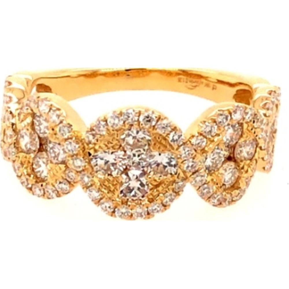 18K Yellow Gold Diamond Halo Ring with Round Cluster Center and Diamond Accent Shoulders by Afarin