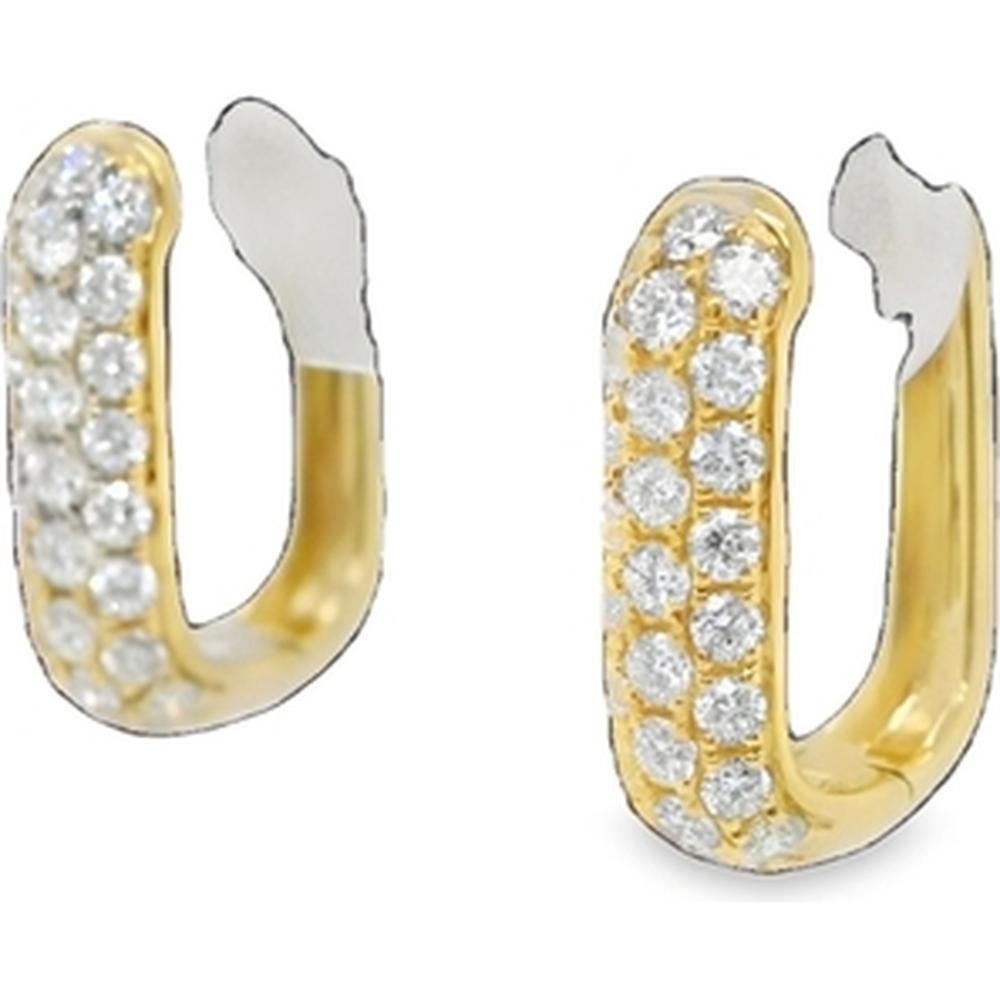 18K Yellow Gold Diamond Huggie Earrings by Afarin