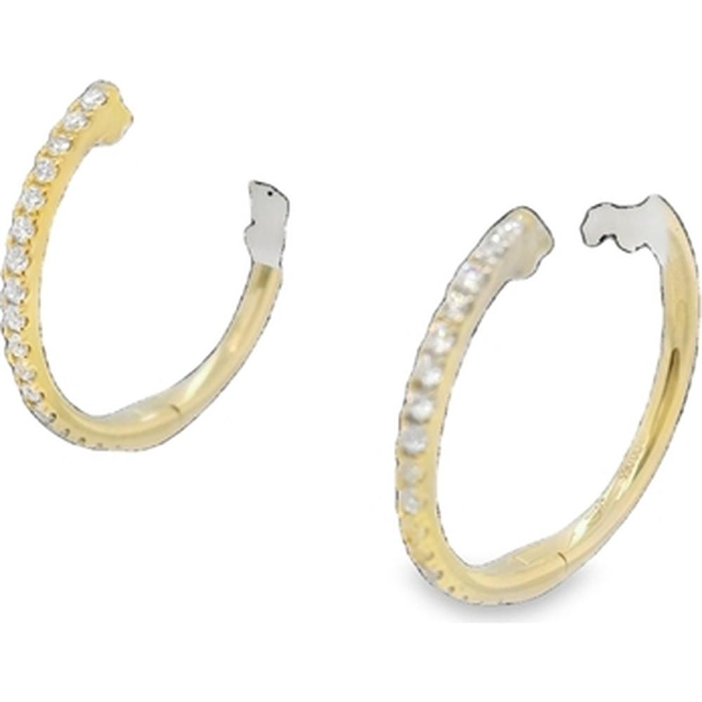 18K Yellow Gold Diamond Huggie Hoop Earrings by Afarin