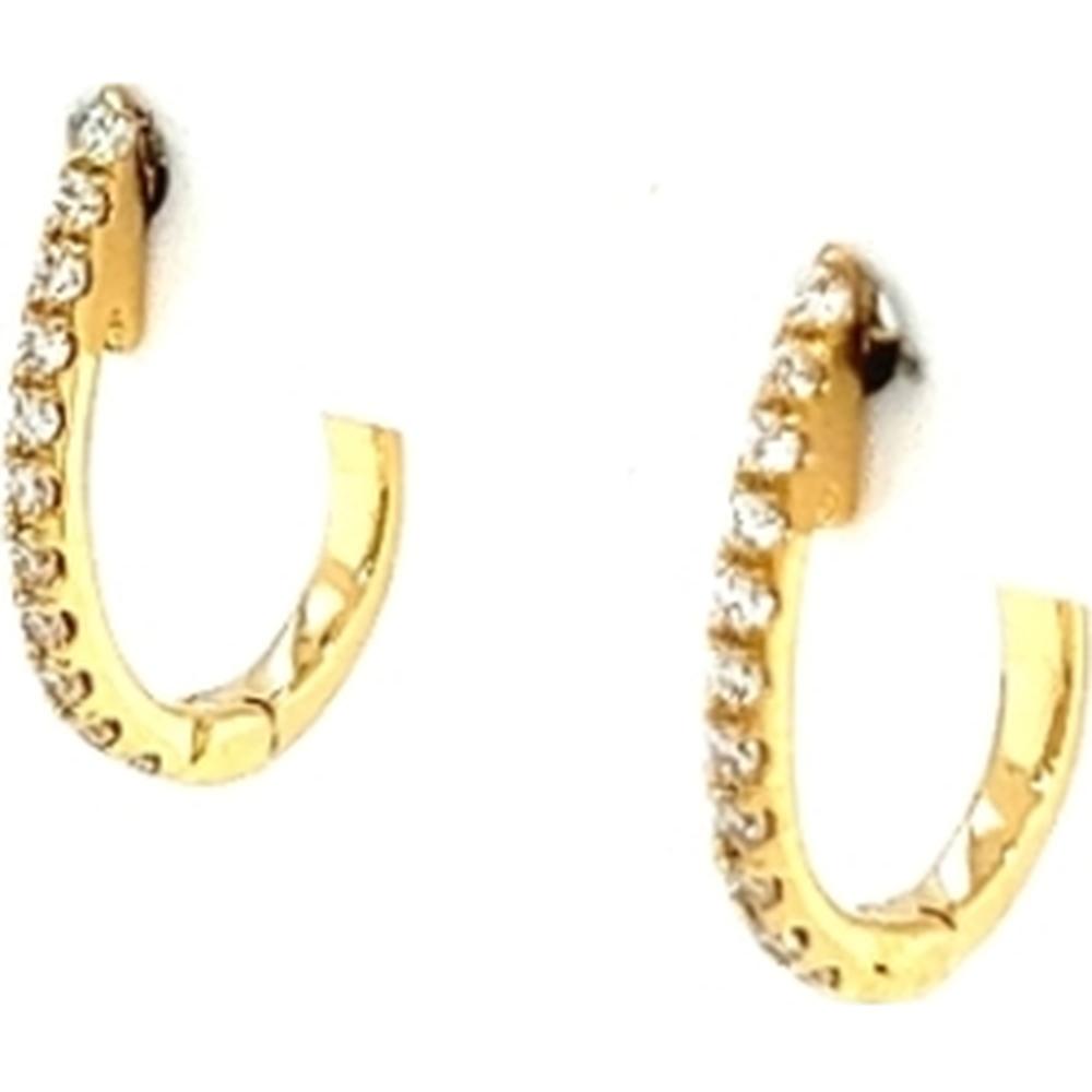 18K Yellow Gold Diamond Huggie Hoop Earrings by Afarin