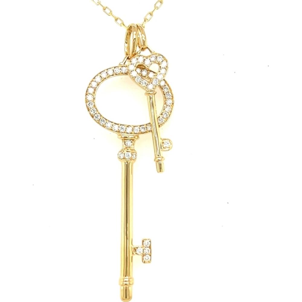 18K Yellow Gold Diamond Key Pendant Necklace by Afarin