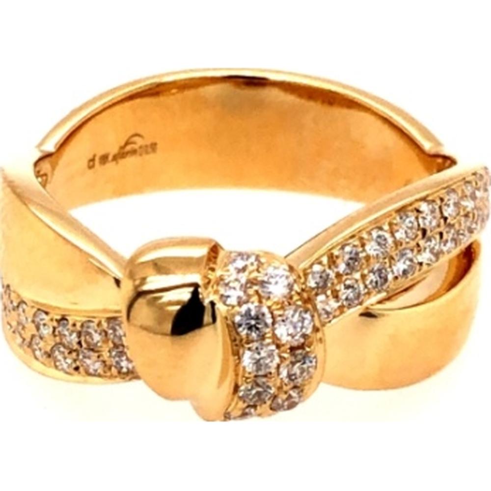 18K Yellow Gold Diamond Knot Ring with Round Diamond Accents by Afarin