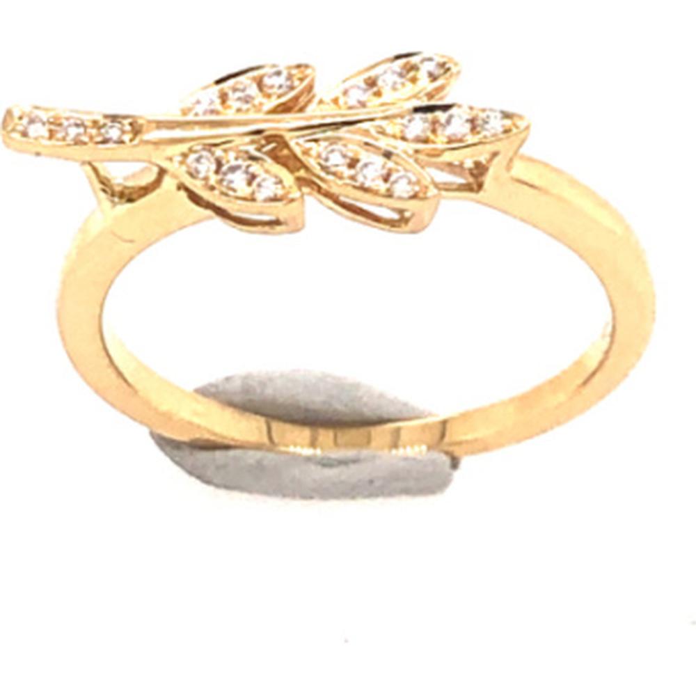 18K Yellow Gold Diamond Leaf Motif Ring by Afarin