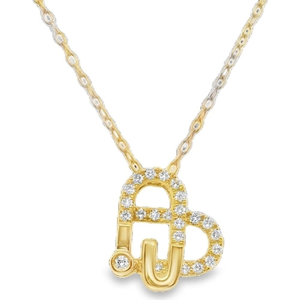 18K Yellow Gold Diamond Letter Motif Pendant Necklace by Afarin