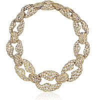 18K Yellow Gold Diamond Link Necklace Circa 1960's - 250 Carats Total Diamond Weight
