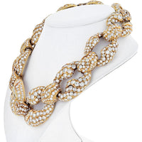 18K Yellow Gold Diamond Link Necklace Circa 1960's - 250 Carats Total Diamond Weight