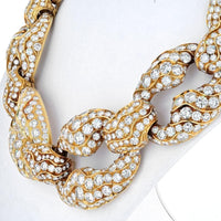 18K Yellow Gold Diamond Link Necklace Circa 1960's - 250 Carats Total Diamond Weight