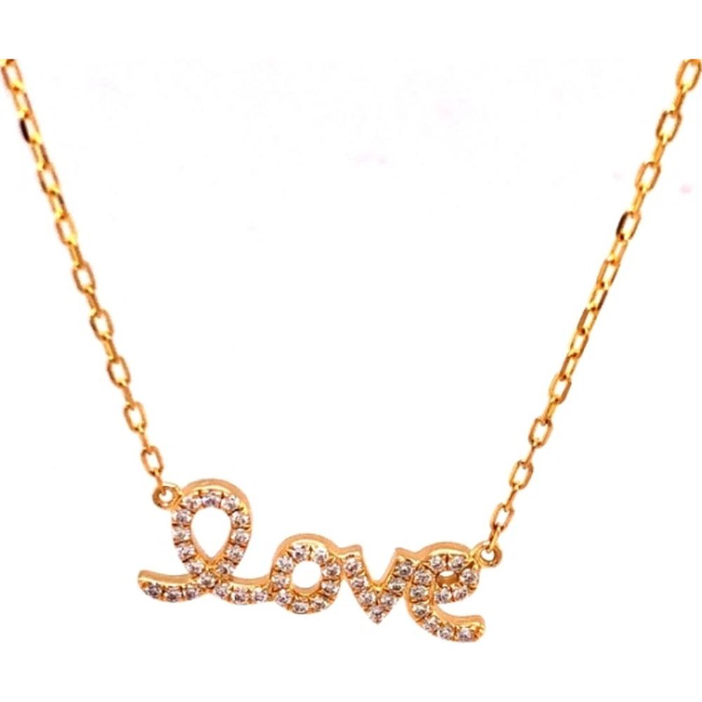 18K Yellow Gold Diamond Love Motif Necklace by Afarin